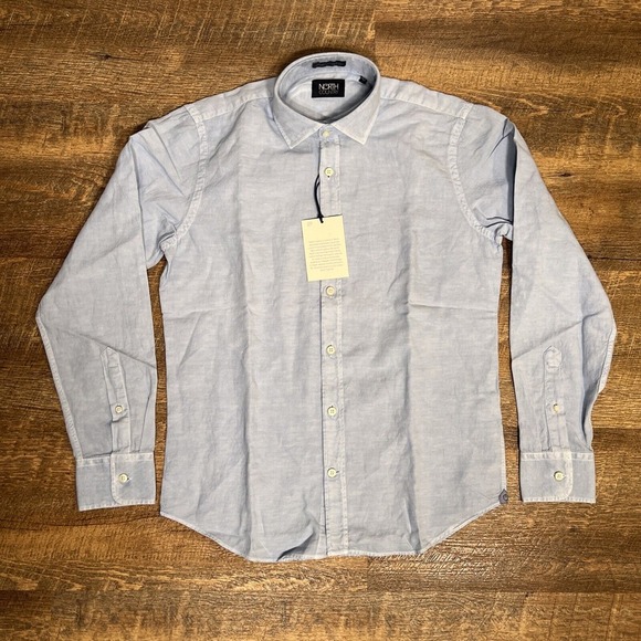 North Country Linen Blend Button Up Shirt Men's Small Light Blue Resort Cruise - Picture 1 of 10